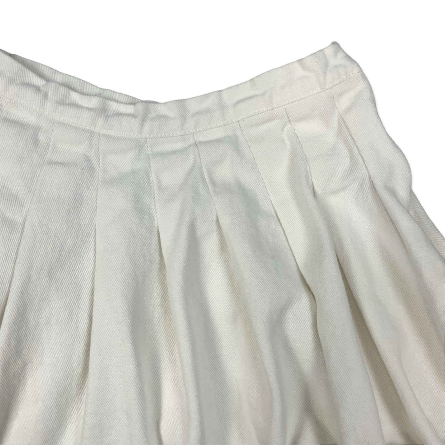 White Denim Pleated Mini Skirt 8