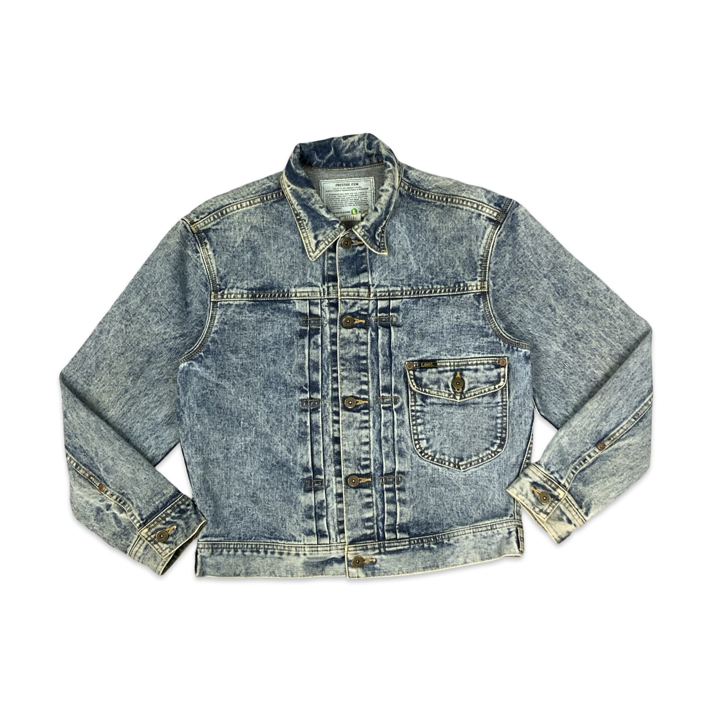 Vintage 80s Lee Acid Wash Pleated Denim Jacket S M