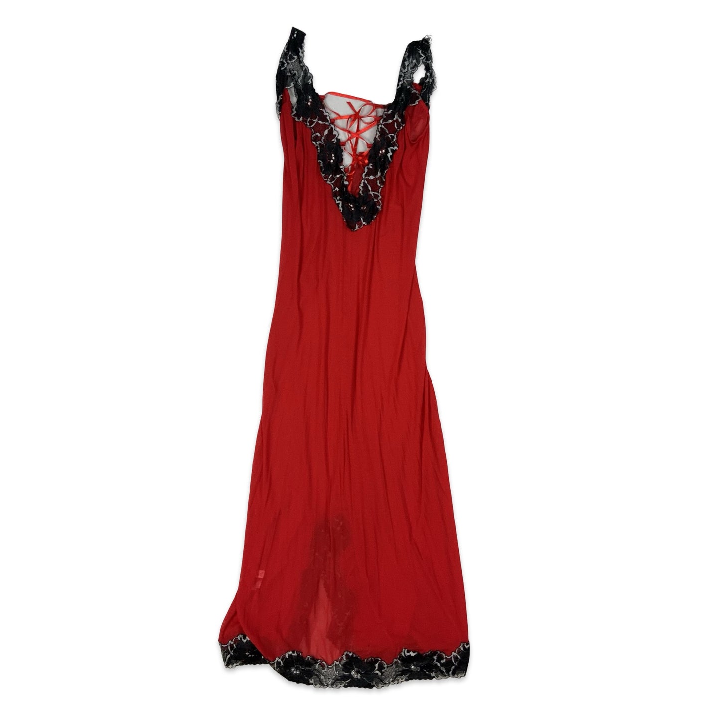 Y2K Red & Black Maxi Slip Dress 14 16