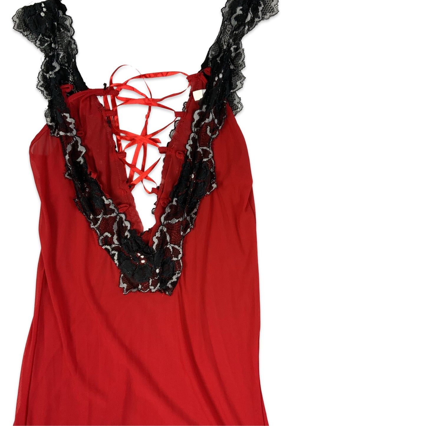 Y2K Red & Black Maxi Slip Dress 14 16