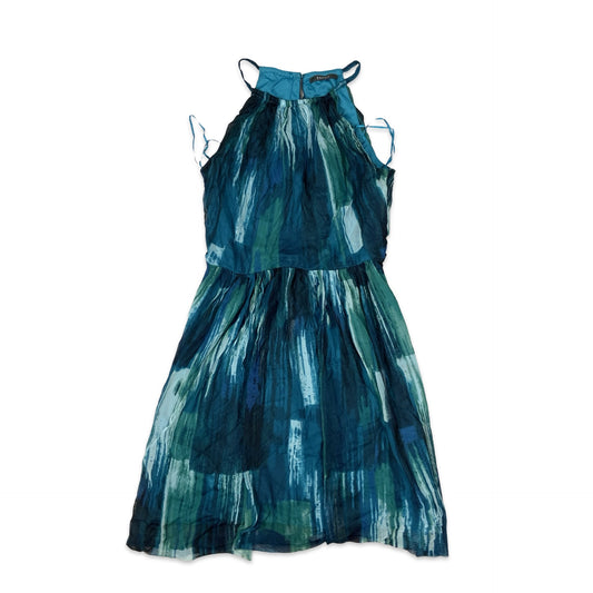 Y2K Esprit Blue & Green Spaghetti Strap Dress 10 12 14