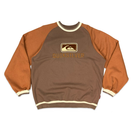 QuikSilver Brown & Orange Spell Out Sweatshirt XL XXL