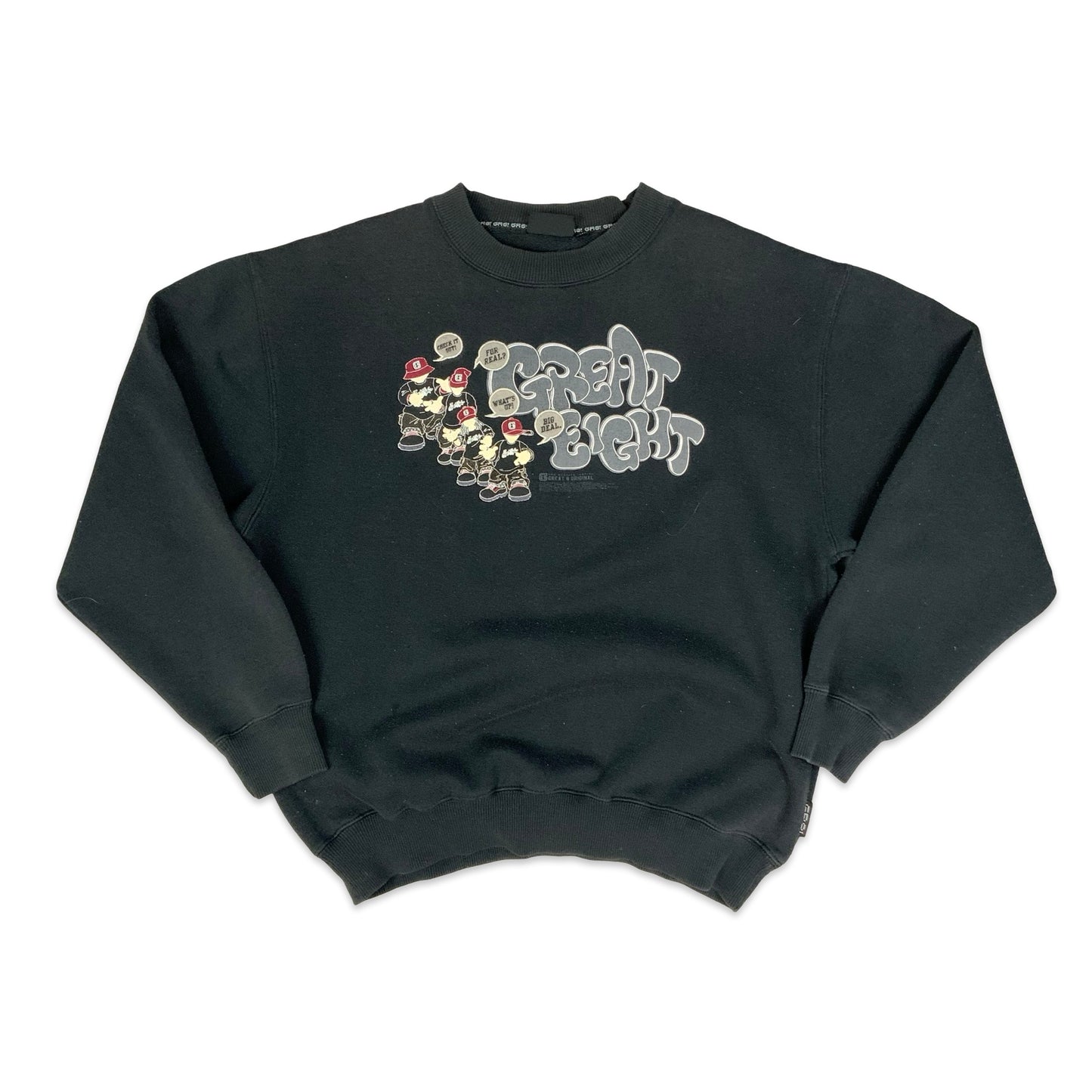 Y2K Graphic Print Black Sweatshirt M