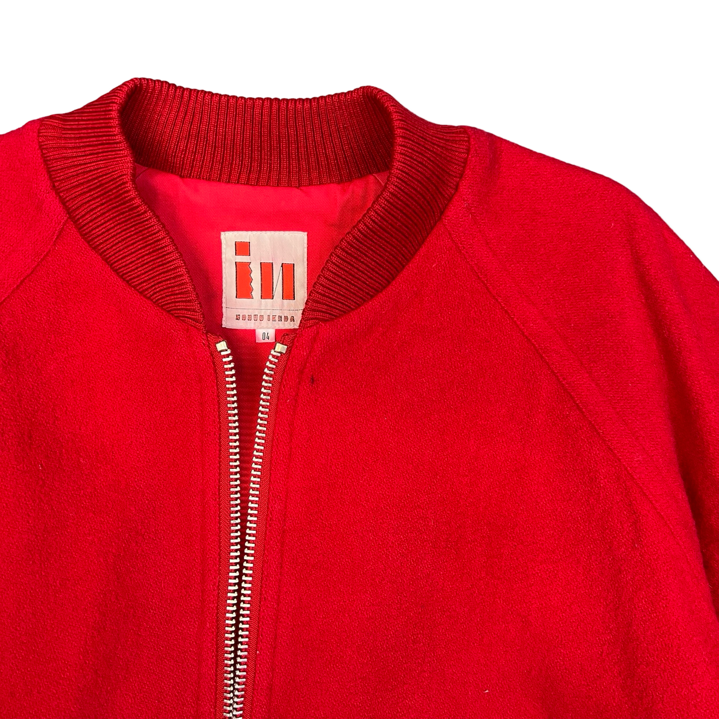 Vintage I. N. Express by Nobuo Ikeda Red Wool Varsity Bomber Jacket M