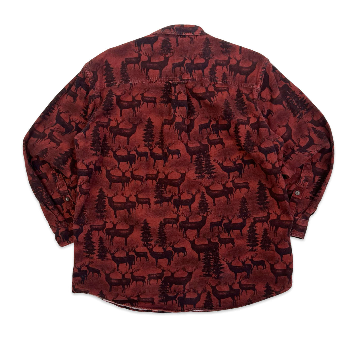 Woolrich Red Deer Print Moleskin Flannel Shirt L