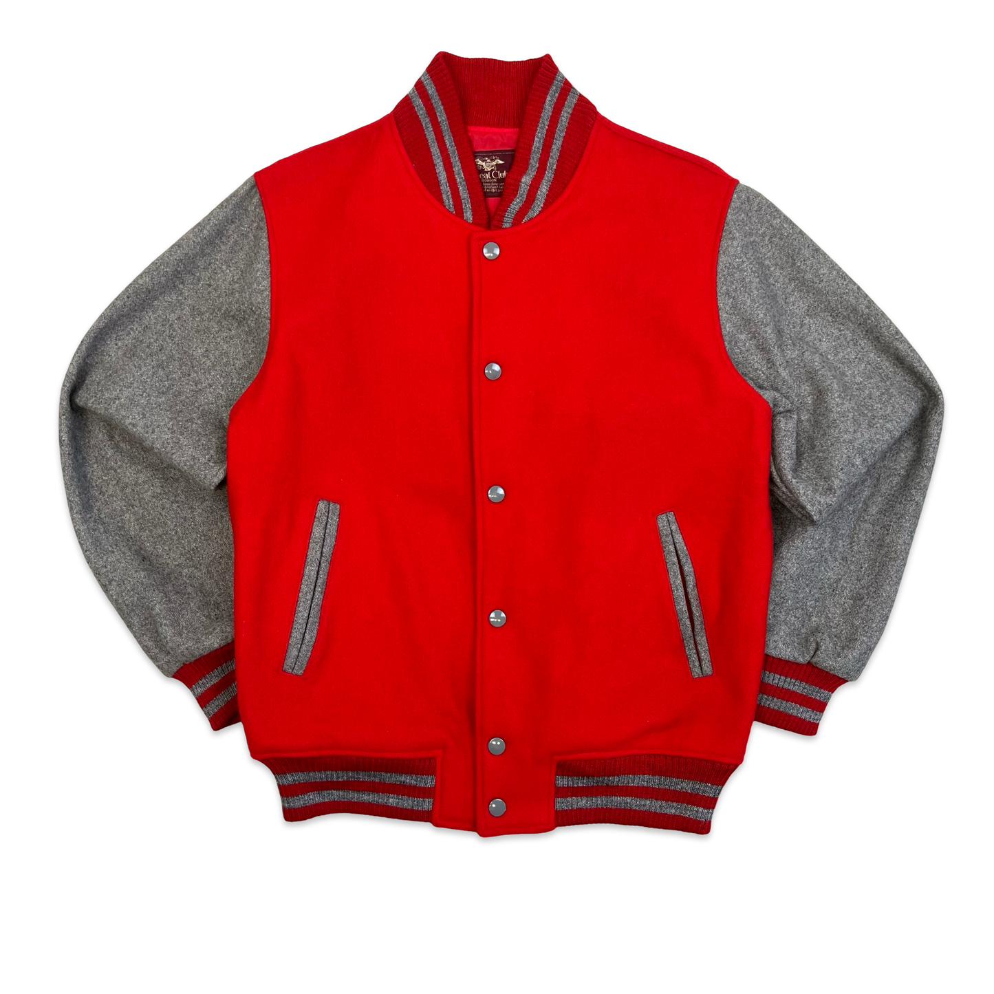 Vintage 80s Red & Grey Wool Varsity Jacket S