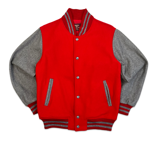 Vintage 80s Red & Grey Wool Varsity Jacket S