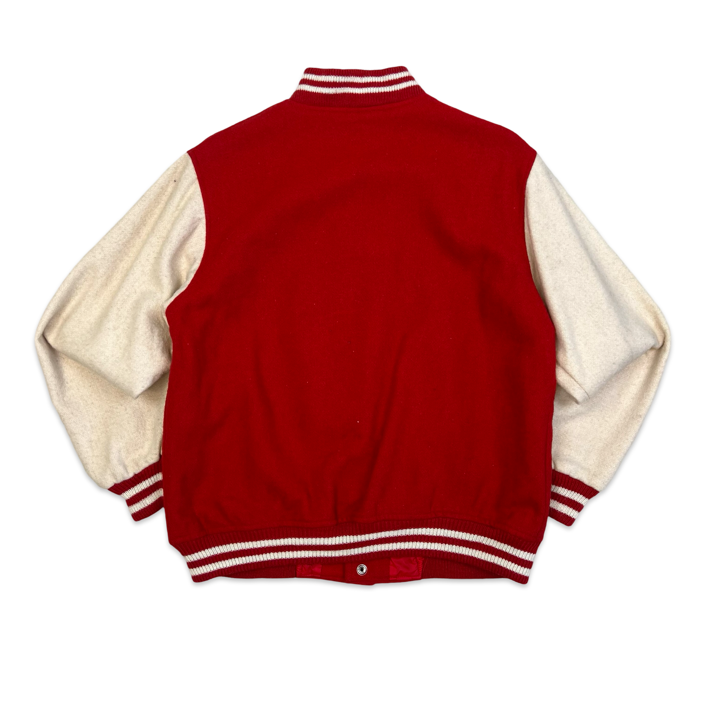 Vintage 1980s Two Tone Red & White Wool Varsity Jacket M