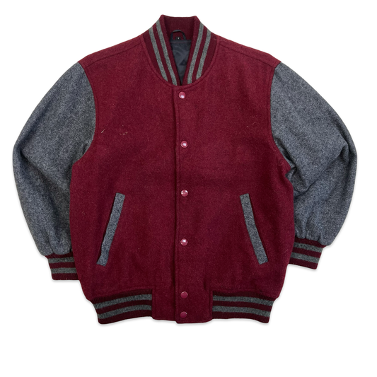Vintage Red & Grey Wool Varsity Jacket S