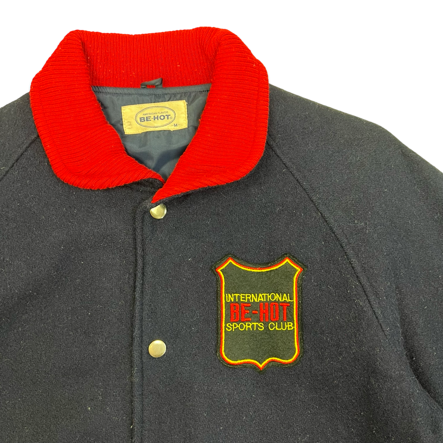 Vintage Navy Red Collared Wool Varsity Jacket S