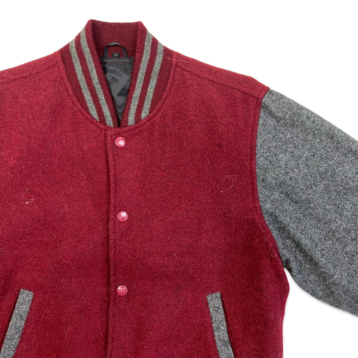 Vintage Red & Grey Wool Varsity Jacket S