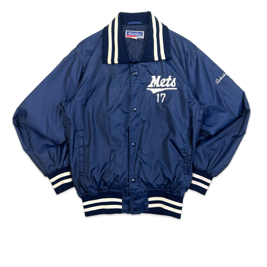Vintage Mizuno New York Mets Baseball Team Navy Nylon Varsity Jacket M