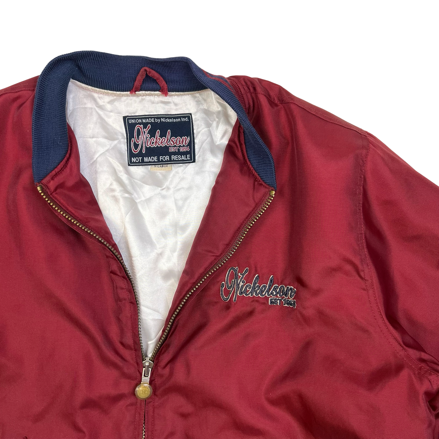 Vintage Nickelson Union Made Red Insulated Varsity Windbreaker Jacket XL