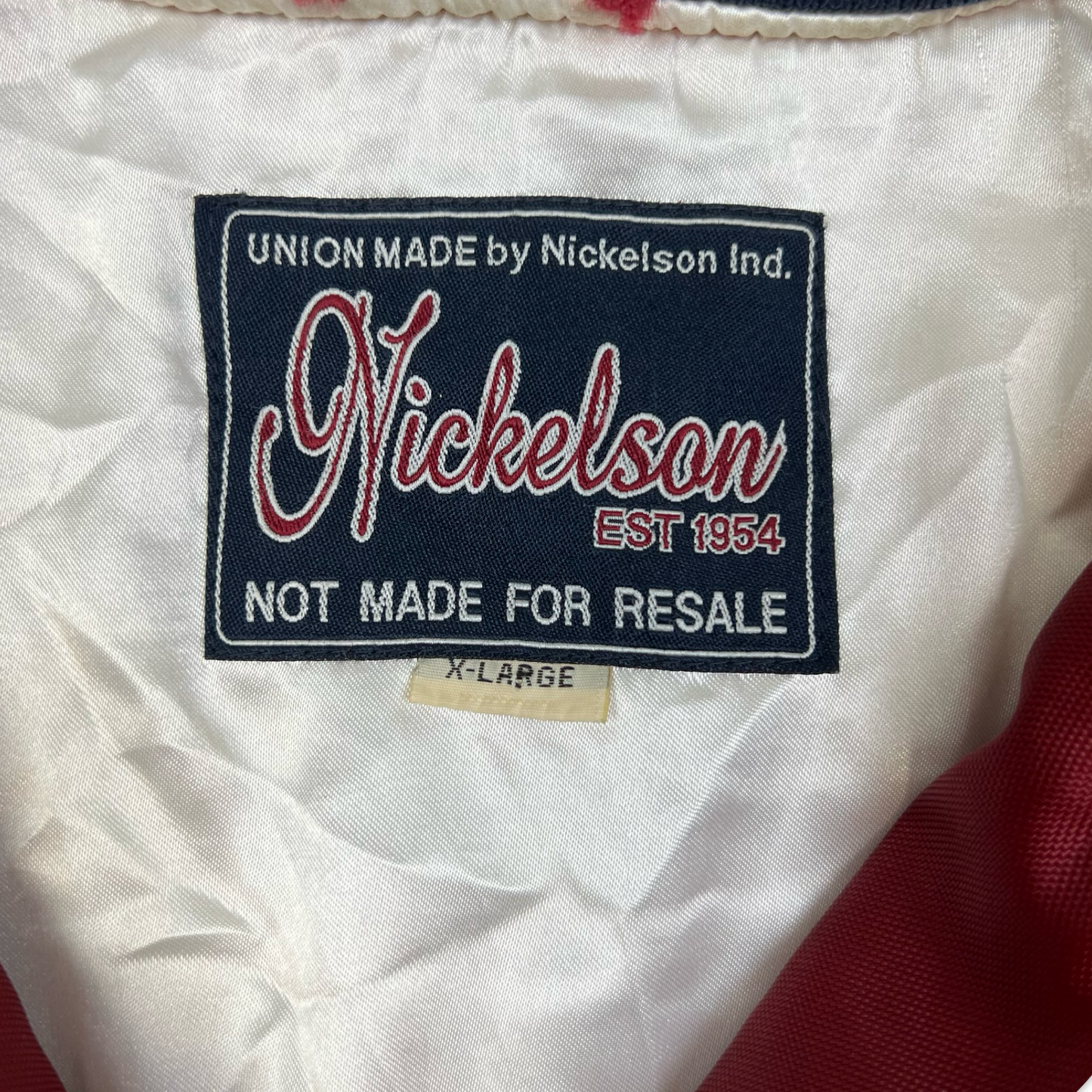 Vintage Nickelson Union Made Red Insulated Varsity Windbreaker Jacket XL