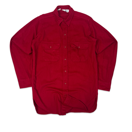 Vintage 70s Woolrich Red Moleskin Flannel Hunting Shirt M