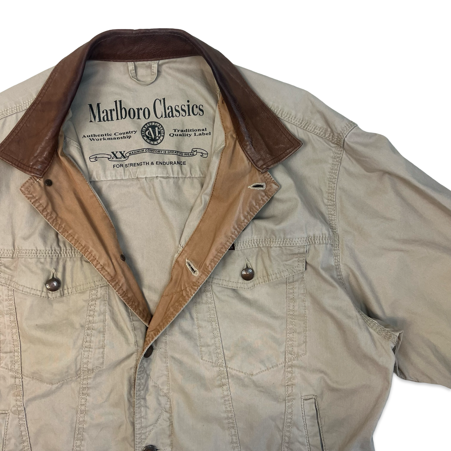 Vintage Marlboro Classics Lightweight Beige Trucker Jacket XL