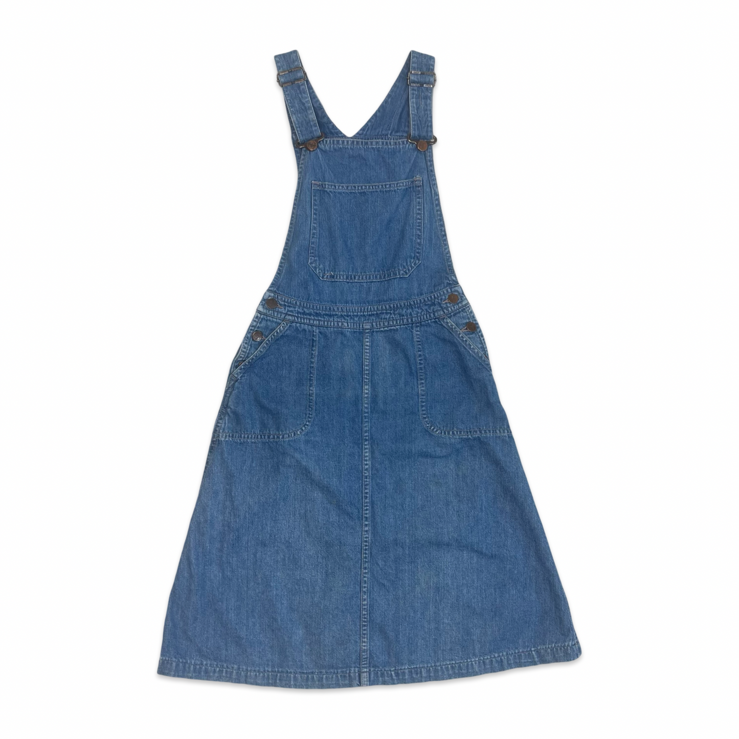 Vintage 90s Wrangler Denim Midi Dungaree Pinafore Dress 6