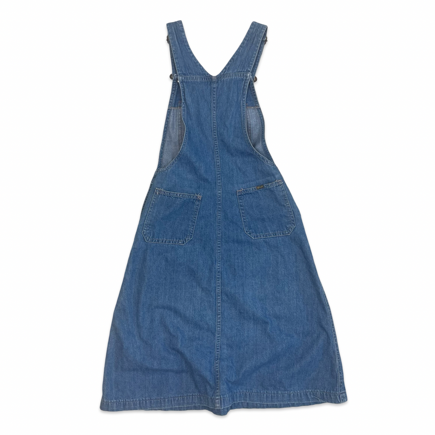 Vintage 90s Wrangler Denim Midi Dungaree Pinafore Dress 6